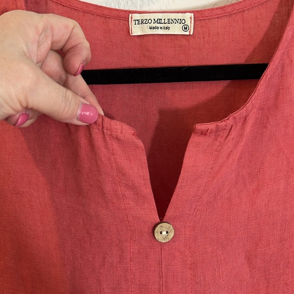 Terzo Millennio linen dress sleeveless size M salmon made in Italy - Picture 2 of 12
